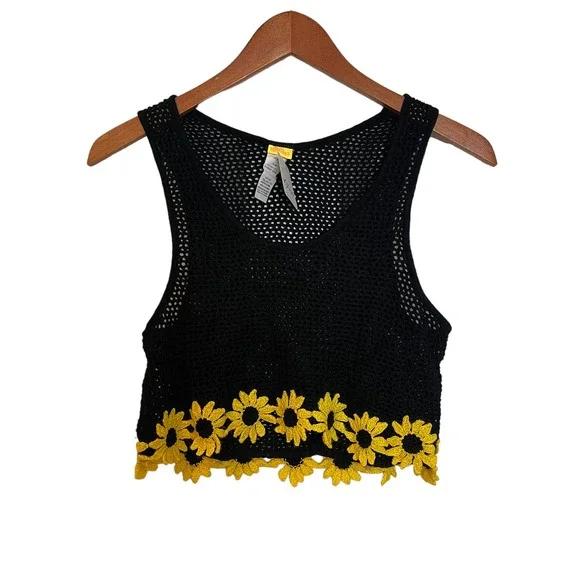Agua Bendita Free People Colaboration Brit Sunshower Crop Top Tank Black Size S - Picture 5 of 12